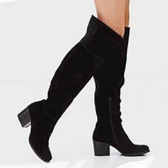 Steve Madden Shoes - Steve Madden SZ 8.5 Orabela Black Suede Leather Over the Knee Boot Essential